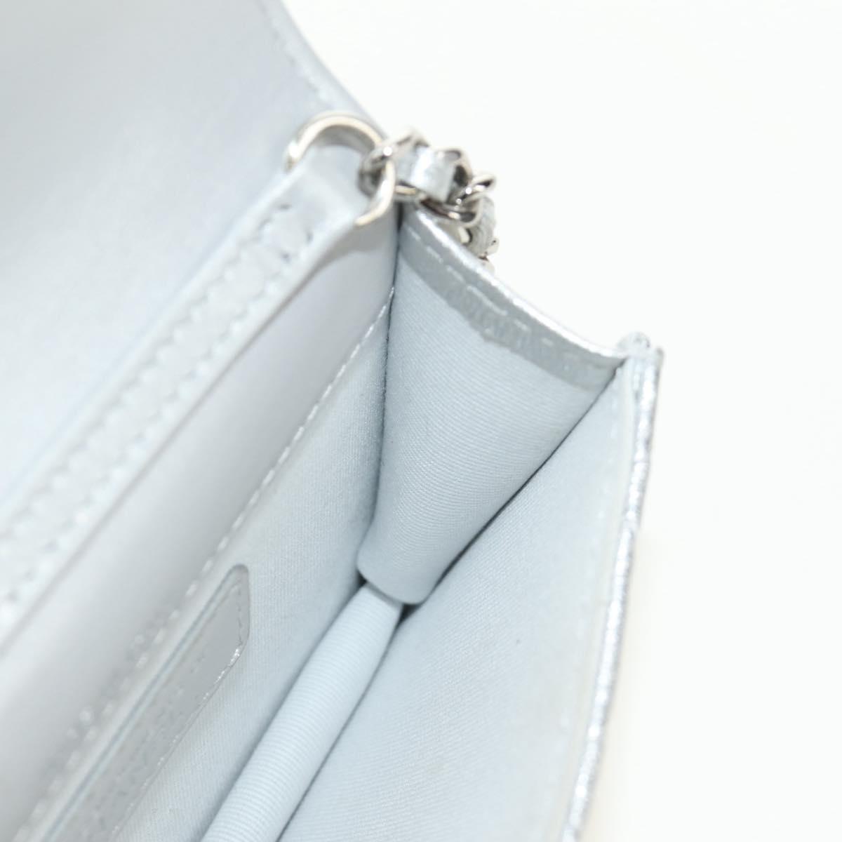 CHANEL Matelasse Chain Shoulder Bag Lamb Skin Silver CC Auth 190674SAM