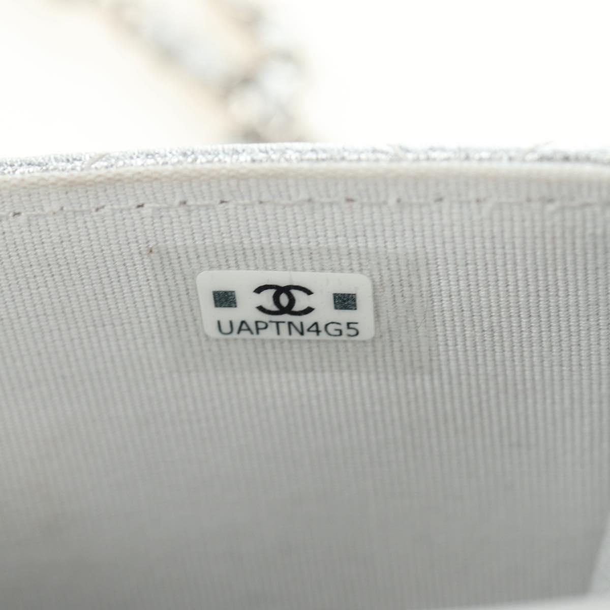 CHANEL Matelasse Chain Shoulder Bag Lamb Skin Silver CC Auth 190674SAM