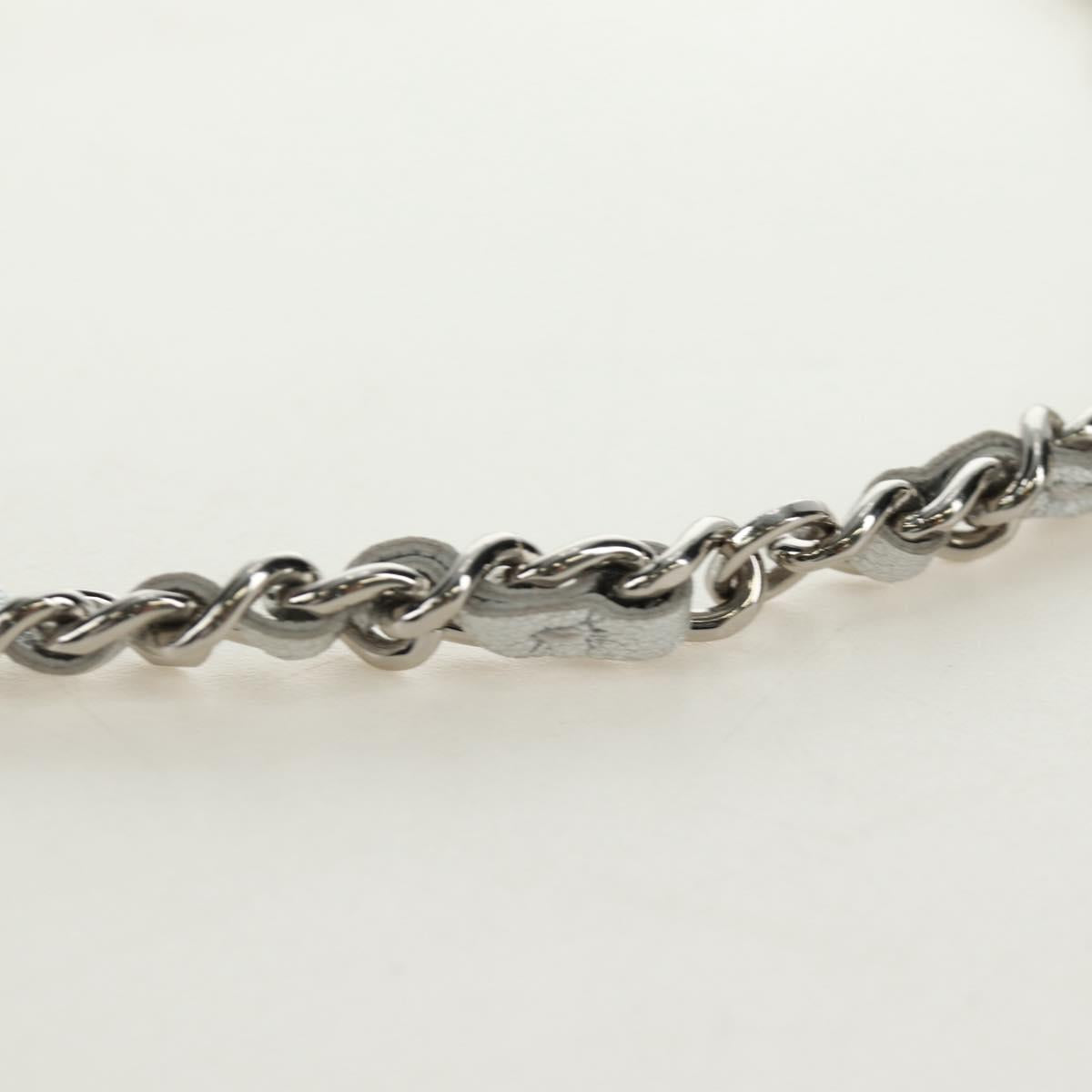 CHANEL Matelasse Chain Shoulder Bag Lamb Skin Silver CC Auth 190674SAM