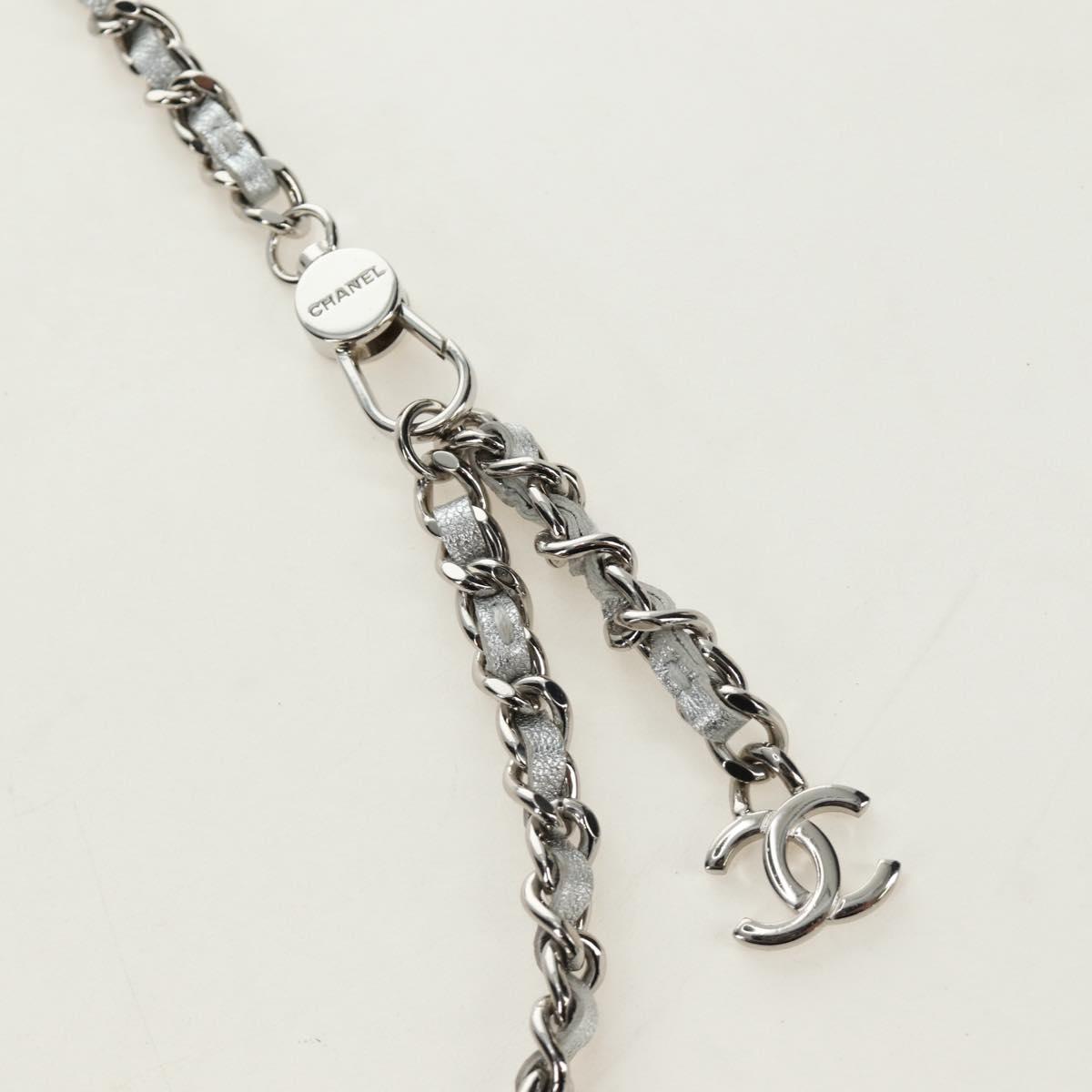 CHANEL Matelasse Chain Shoulder Bag Lamb Skin Silver CC Auth 190674SAM