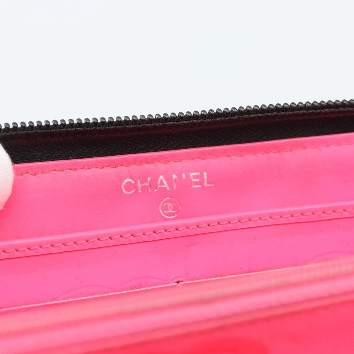 CHANEL Matelasse Cambon Line Long Wallet Leather Black Silver CC Auth 190679