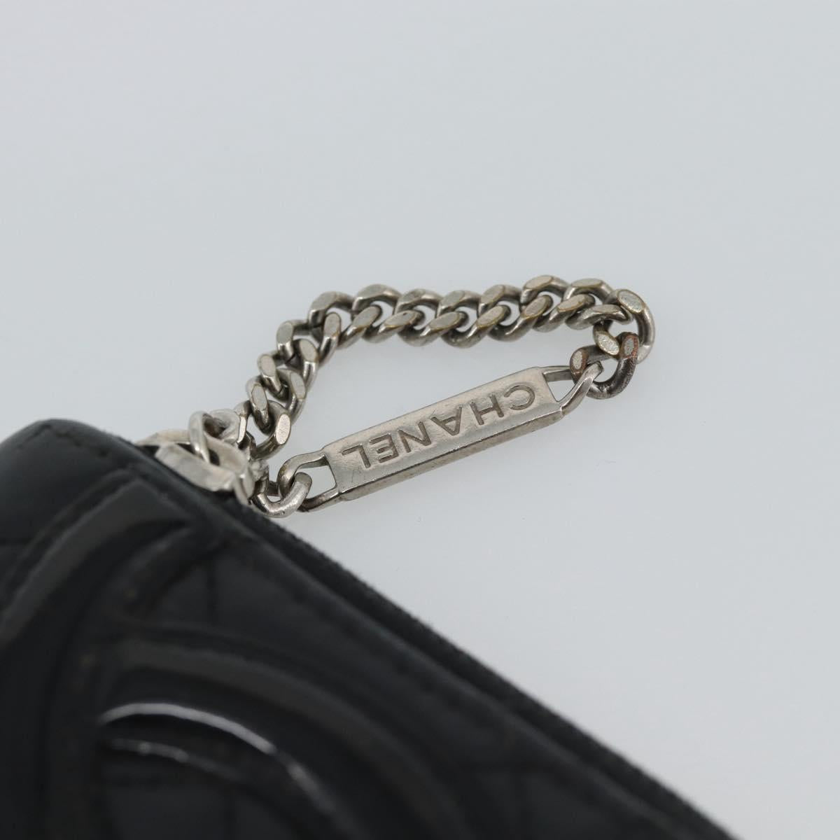 CHANEL Matelasse Cambon Line Long Wallet Leather Black Silver CC Auth 190679