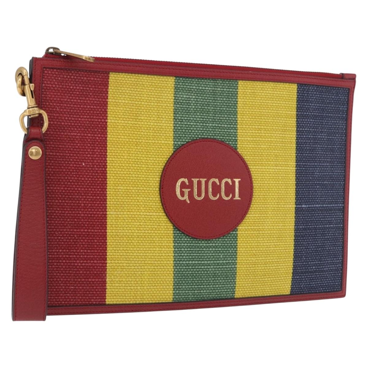 GUCCI Baiadera Clutch Bag Canvas Multicolor Gold 625602 Auth 190681A