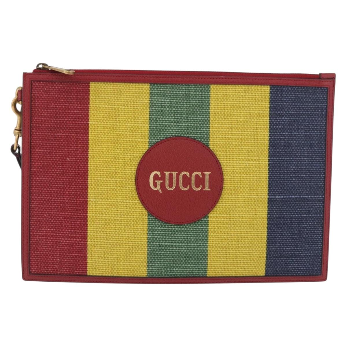 GUCCI Baiadera Clutch Bag Canvas Multicolor Gold 625602 Auth 190681A
