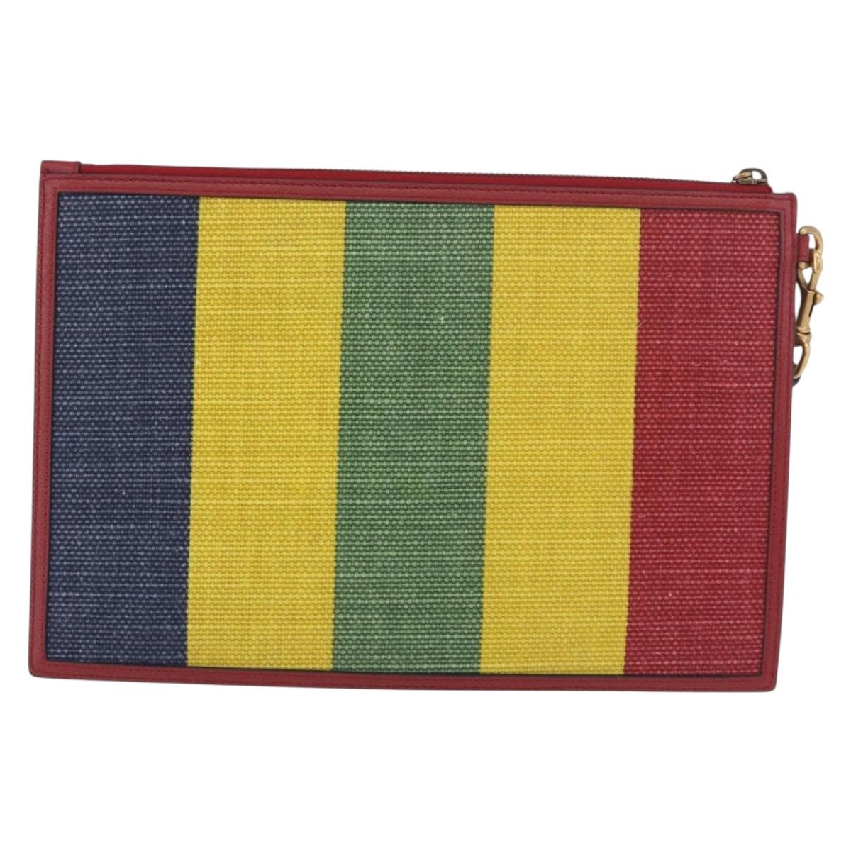 GUCCI Baiadera Clutch Bag Canvas Multicolor Gold 625602 Auth 190681A