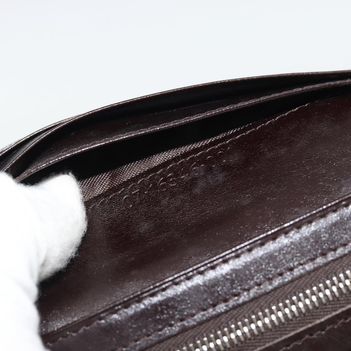 FENDI Zucca Canvas Shoulder Wallet Brown Black Auth 190683A