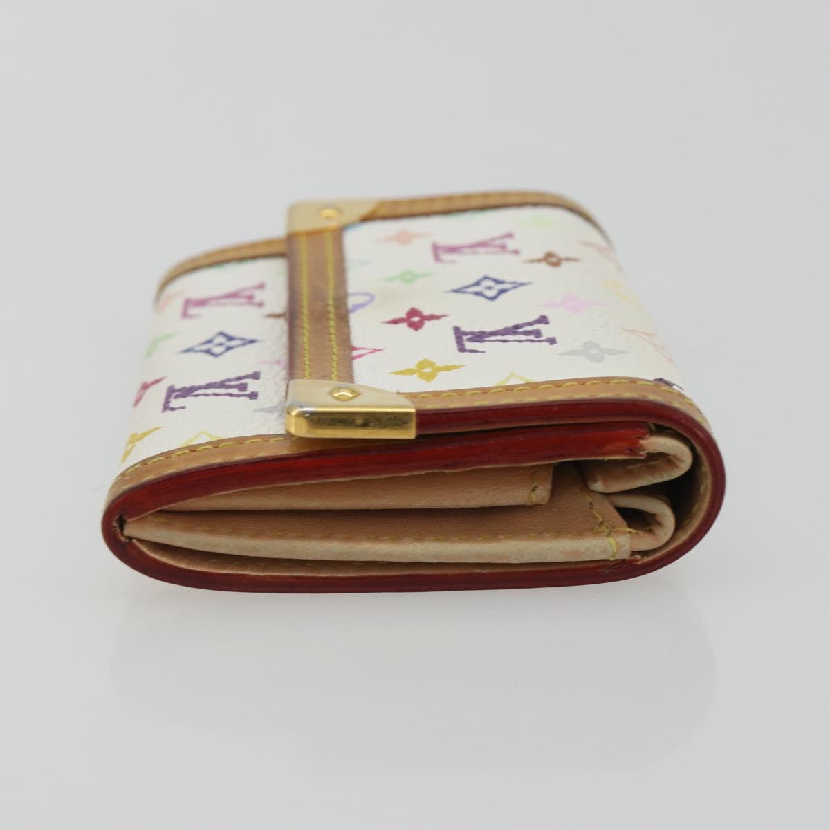 LOUIS VUITTON Multicolor Porte Monnaie Pla Coin Purse White M92657 Auth 190685