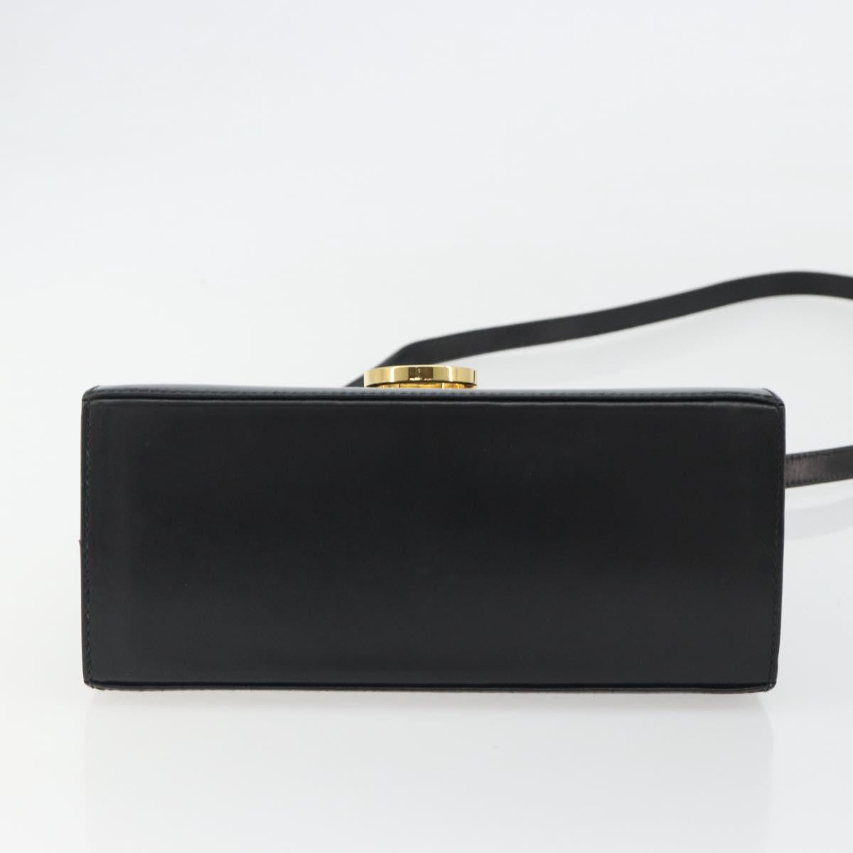 Salvatore Ferragamo Gancini Hand Bag Leather 2way Black Gold Auth 190688