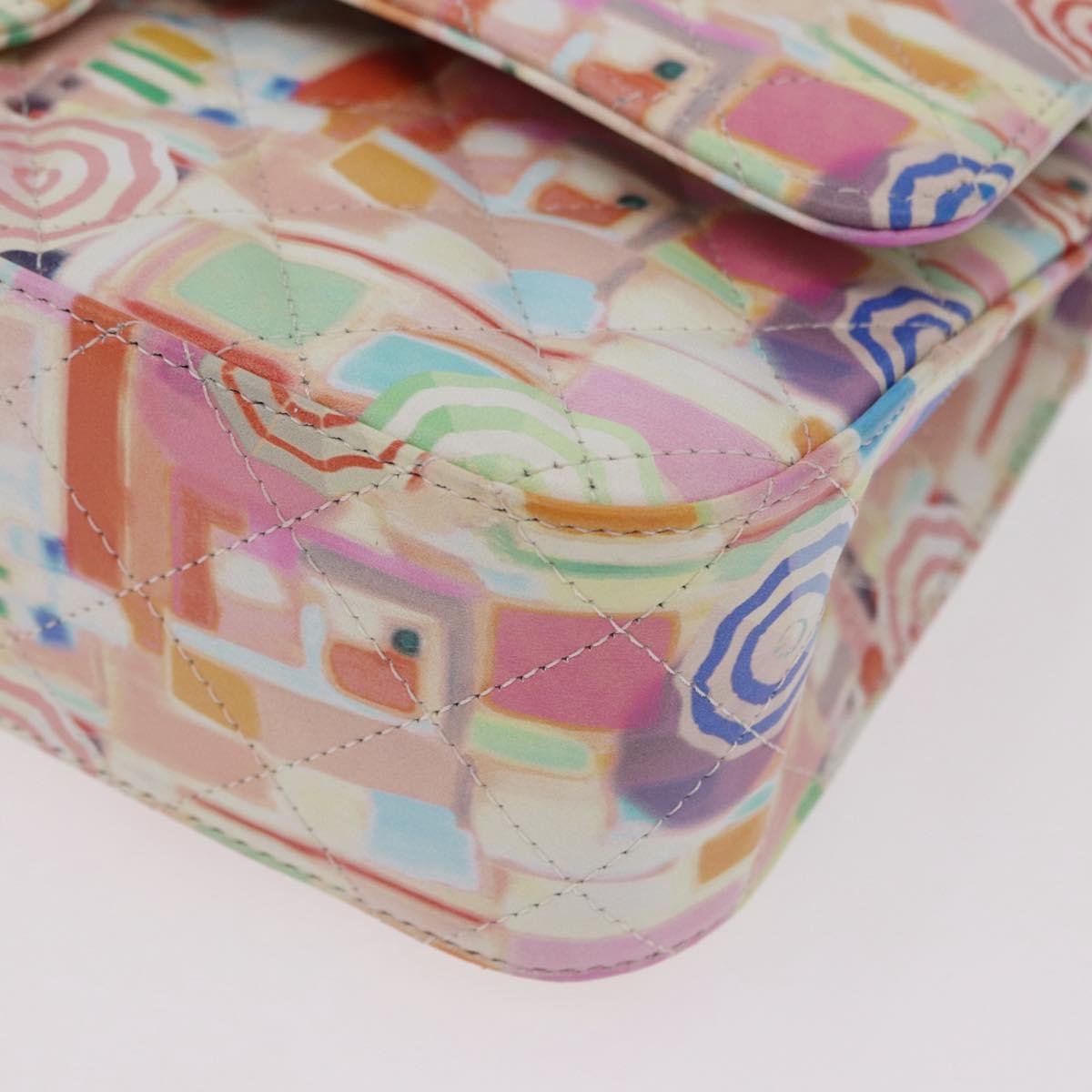 CHANEL Matelasse 25 Chain Bag Lamb Skin Multicolor Silver CC Auth 190690SM