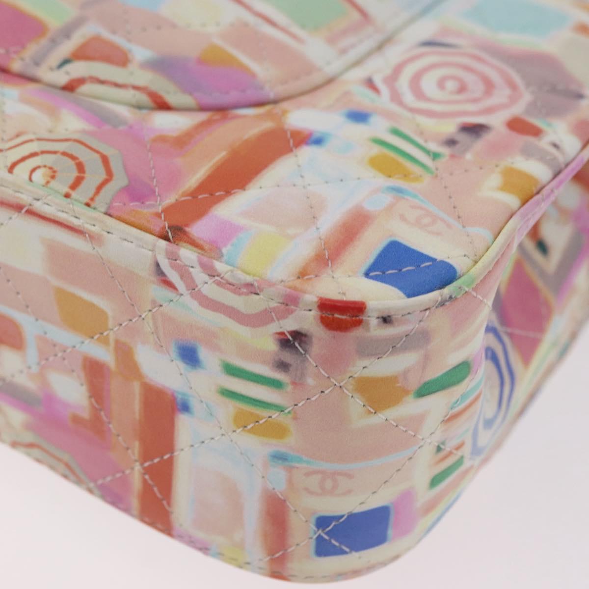 CHANEL Matelasse 25 Chain Bag Lamb Skin Multicolor Silver CC Auth 190690SM