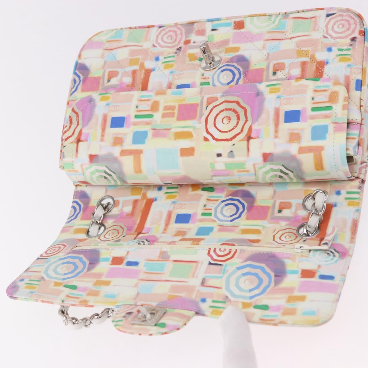 CHANEL Matelasse 25 Chain Bag Lamb Skin Multicolor Silver CC Auth 190690SM