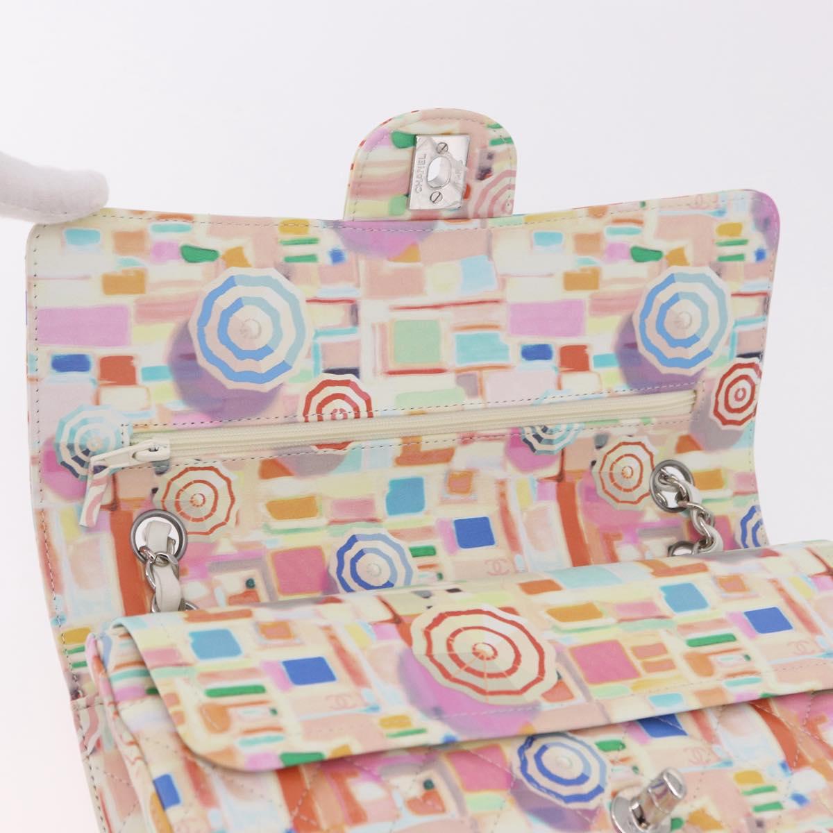 CHANEL Matelasse 25 Chain Bag Lamb Skin Multicolor Silver CC Auth 190690SM