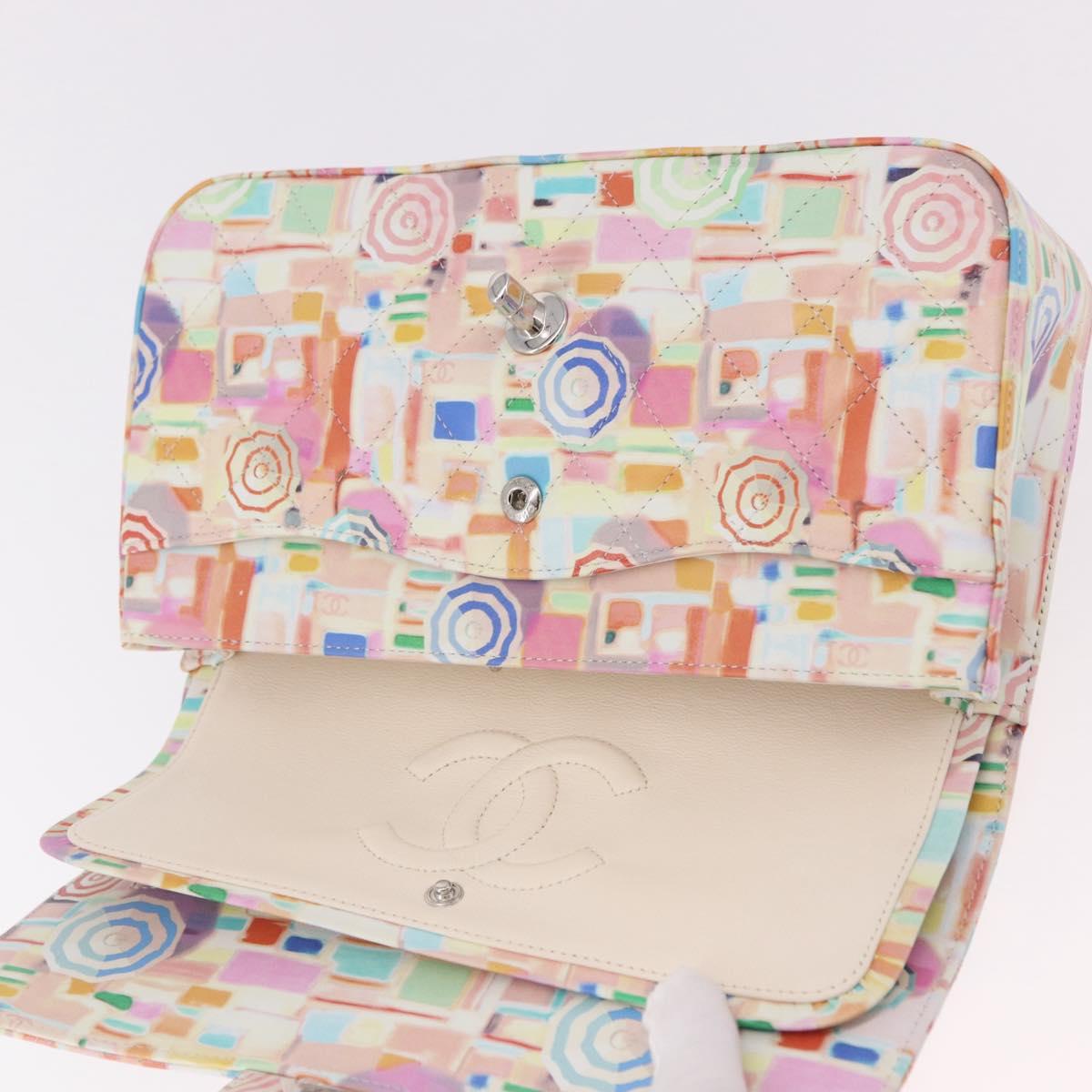 CHANEL Matelasse 25 Chain Bag Lamb Skin Multicolor Silver CC Auth 190690SM