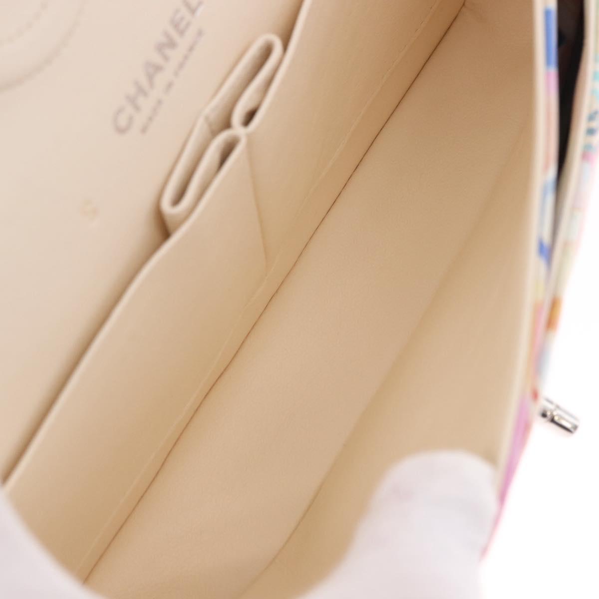 CHANEL Matelasse 25 Chain Bag Lamb Skin Multicolor Silver CC Auth 190690SM