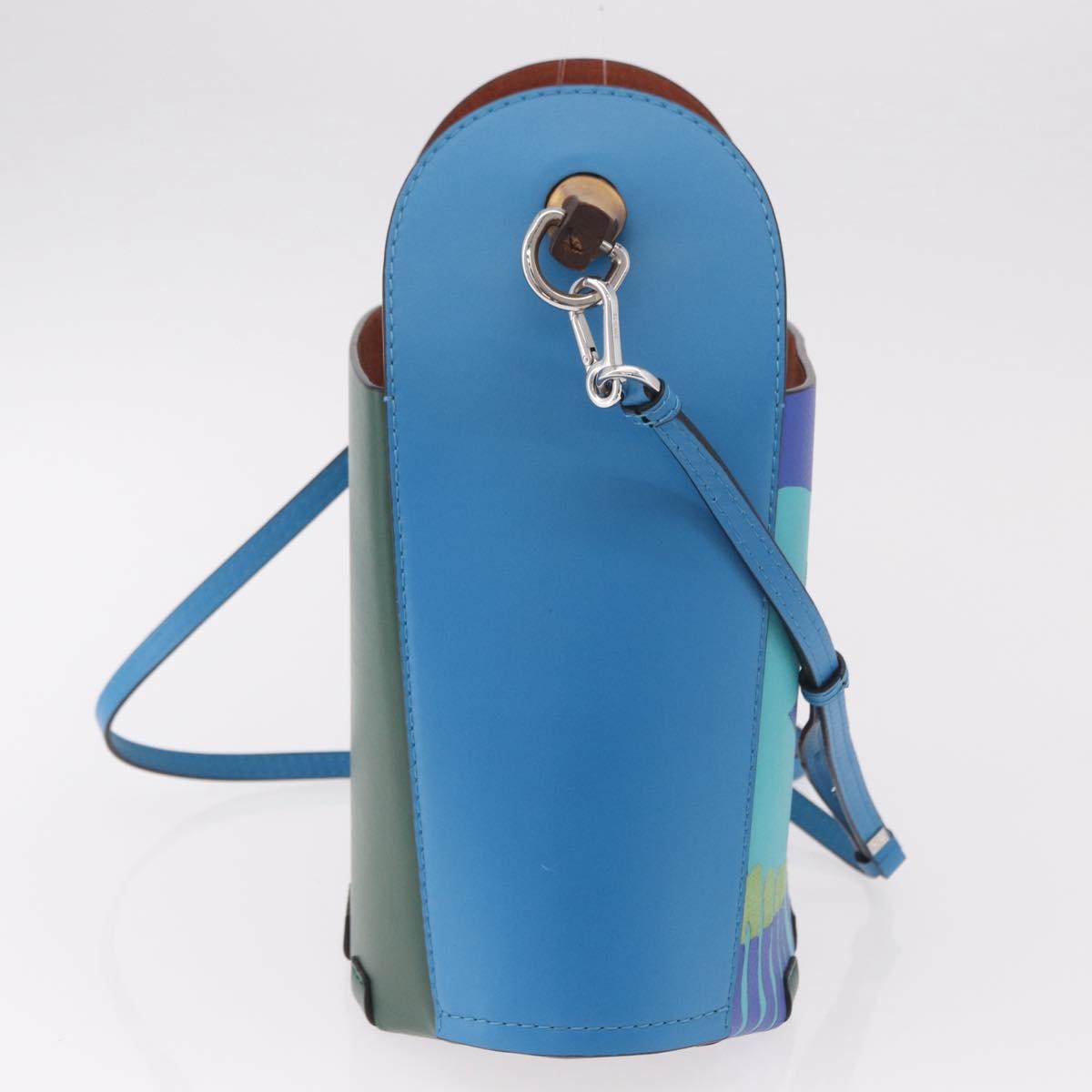 LOEWE KEN PRICE Bamboo Bucket Bag Leather 2way Blue Silver Auth 190693SAM