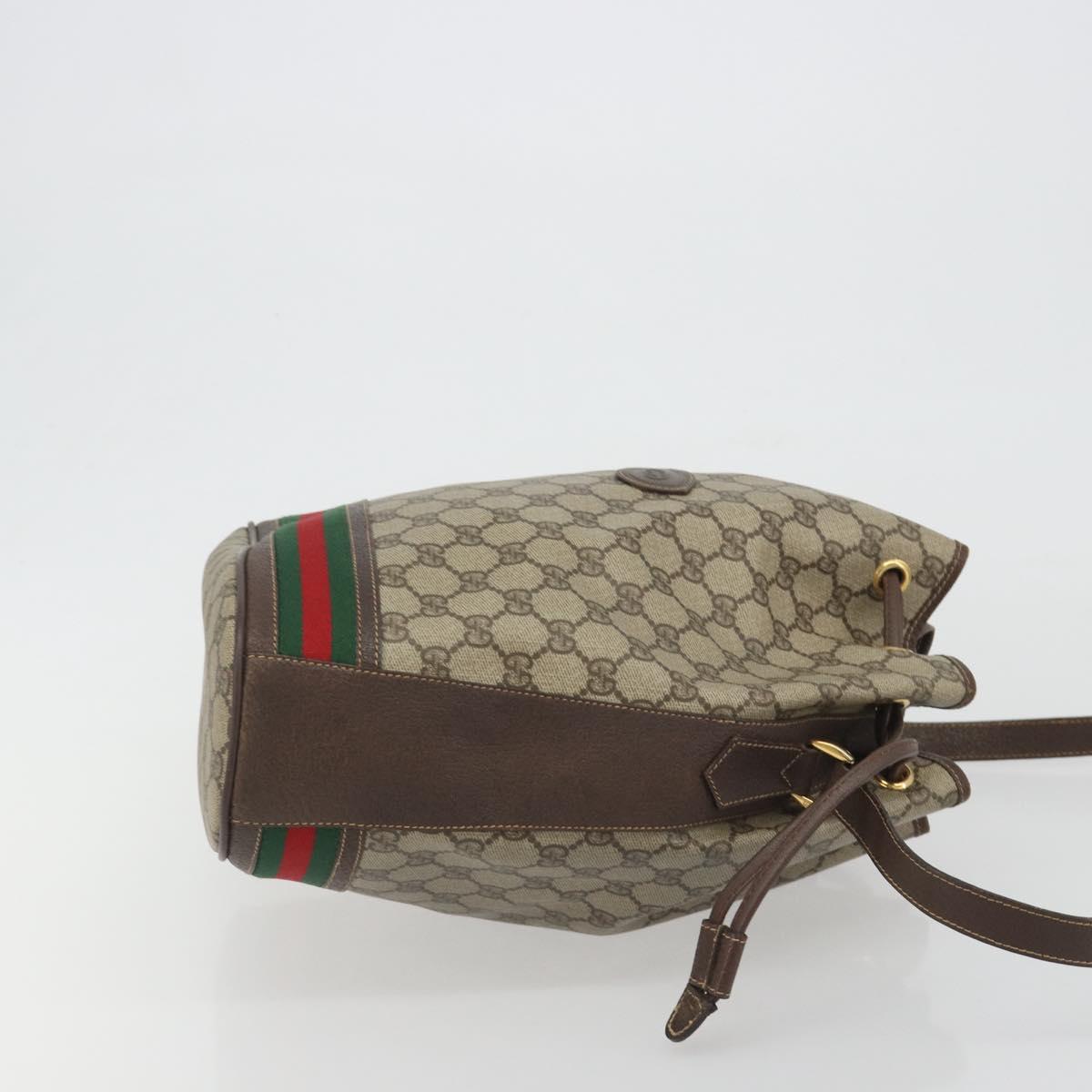 GUCCI GG Supreme Web Sherry Line Bag PVC Beige Gold 001 41 0850 Auth 190712