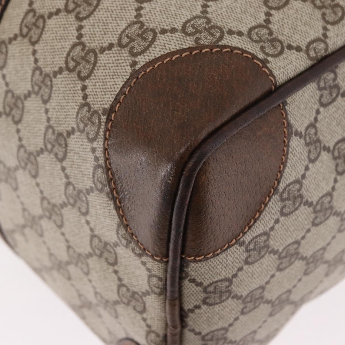 GUCCI GG Supreme Web Sherry Line Boston Bag PVC Beige Gold Auth 190713A