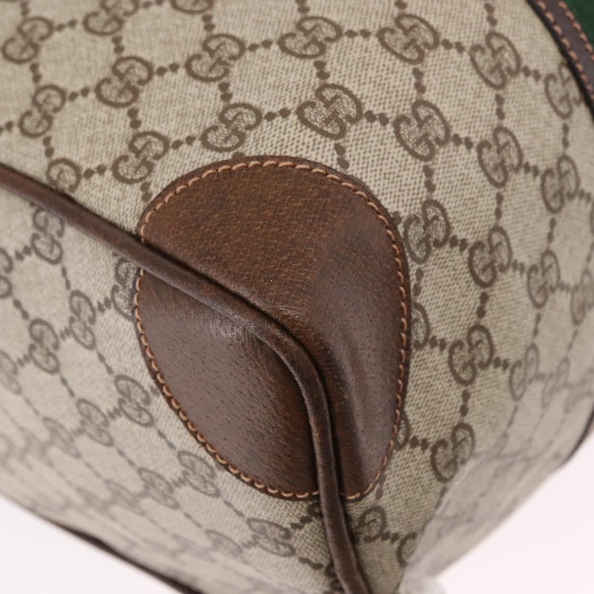 GUCCI GG Supreme Web Sherry Line Boston Bag PVC Beige Gold Auth 190713A