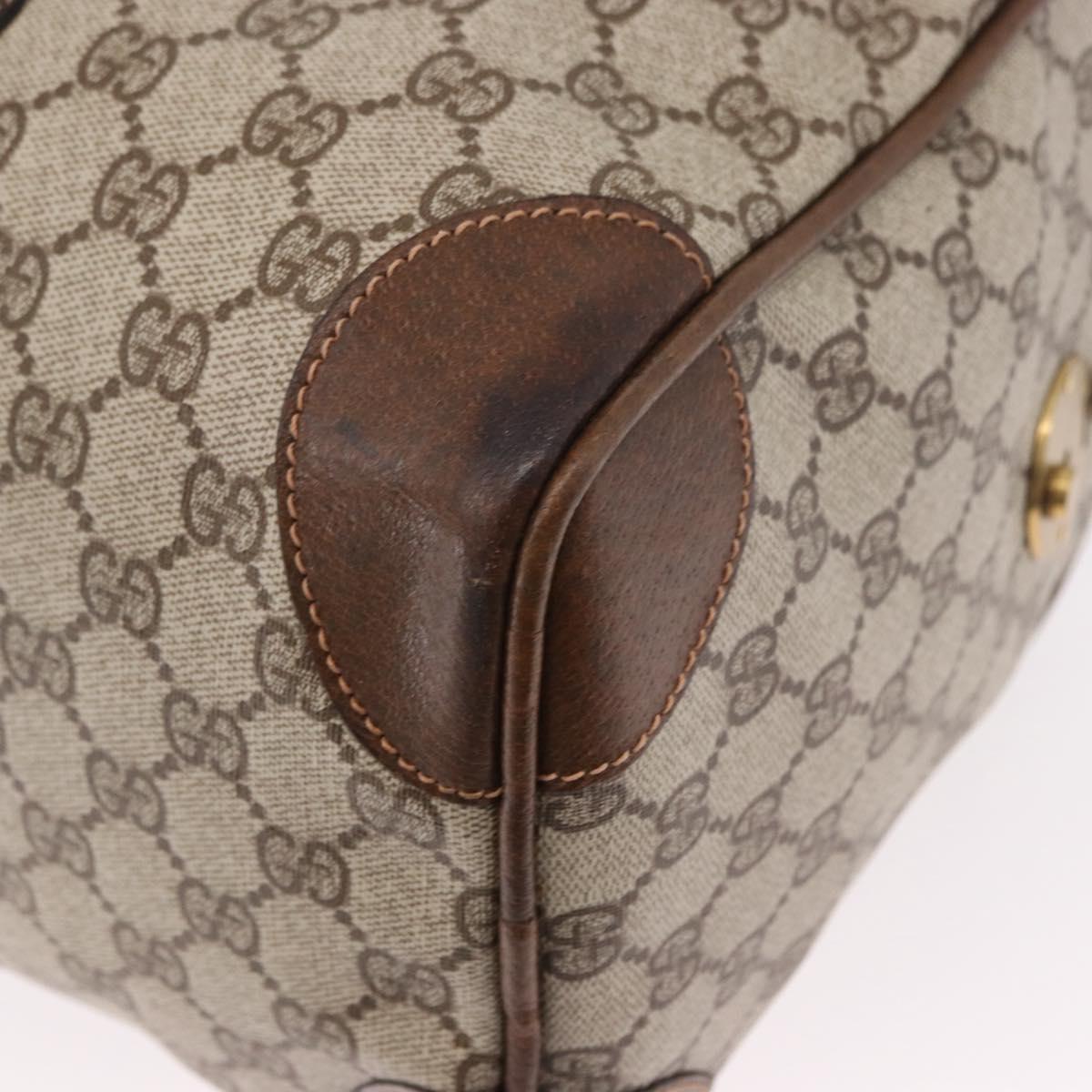 GUCCI GG Supreme Web Sherry Line Boston Bag PVC Beige Gold Auth 190713A