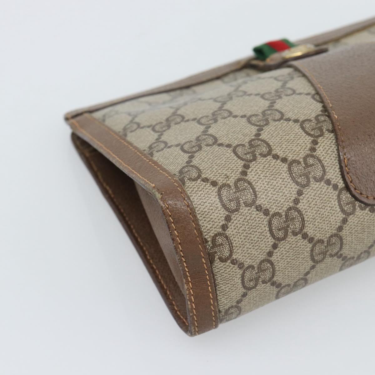 GUCCI GG Supreme Web Sherry Line Bag PVC Beige Gold 156 01 032 Auth 190714