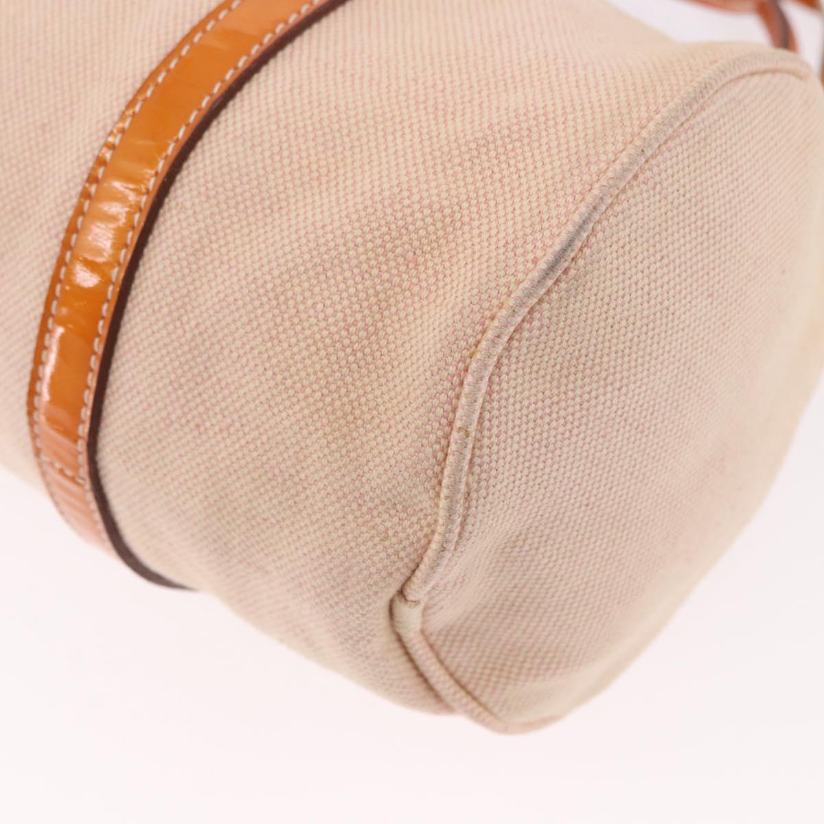 PRADA Hand Bag Canvas 2way Beige Silver Auth 190718