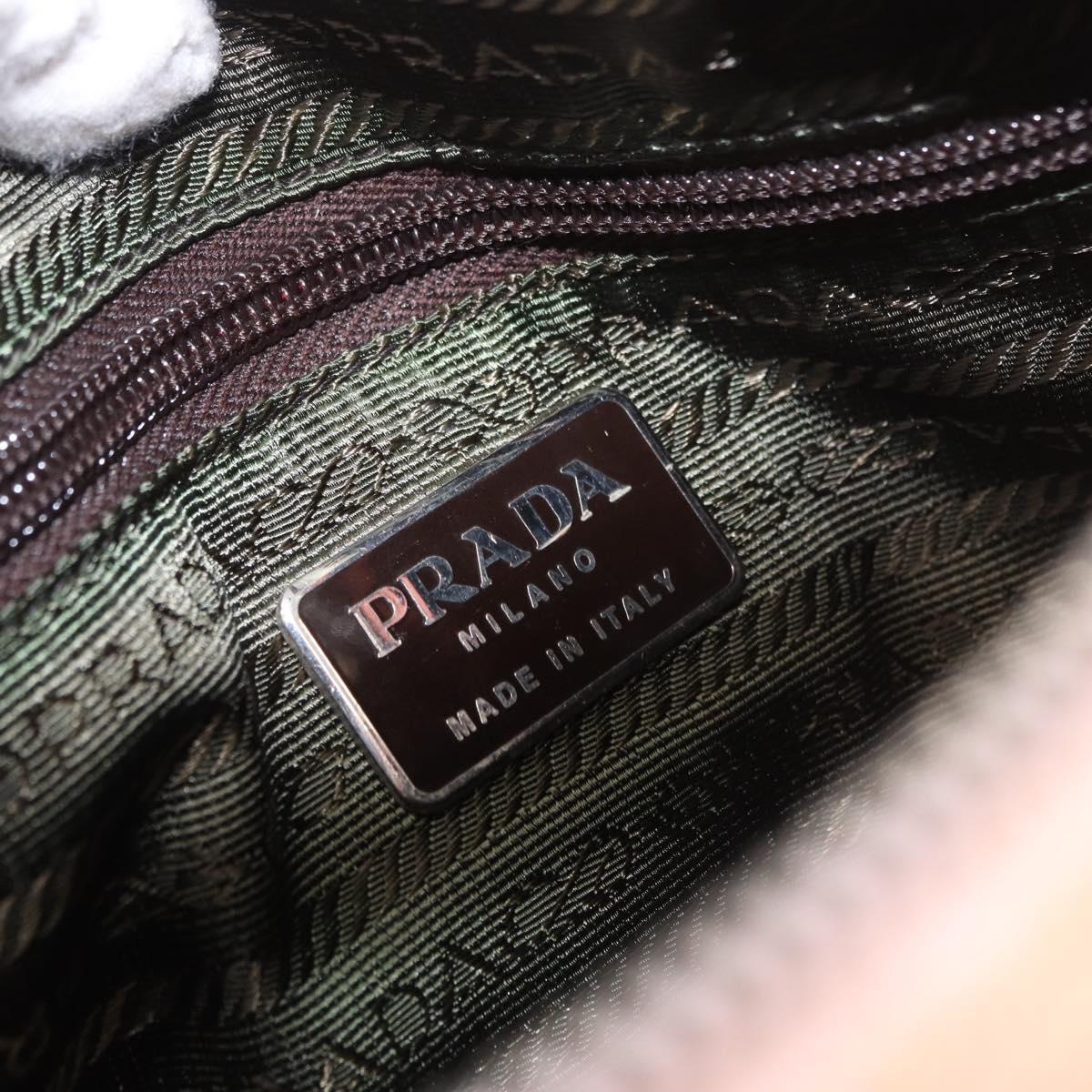 PRADA Hand Bag Canvas 2way Beige Silver Auth 190718