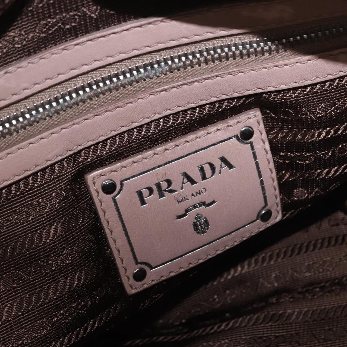 PRADA Gathered Hand Bag Leather 2way Pink Silver Auth 190719V