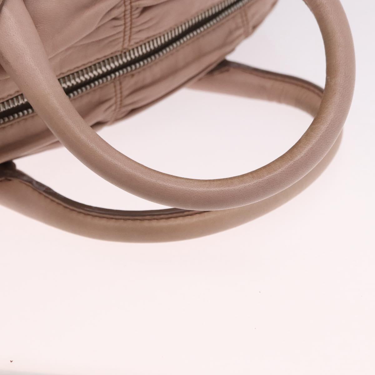 PRADA Gathered Hand Bag Leather 2way Pink Silver Auth 190719V
