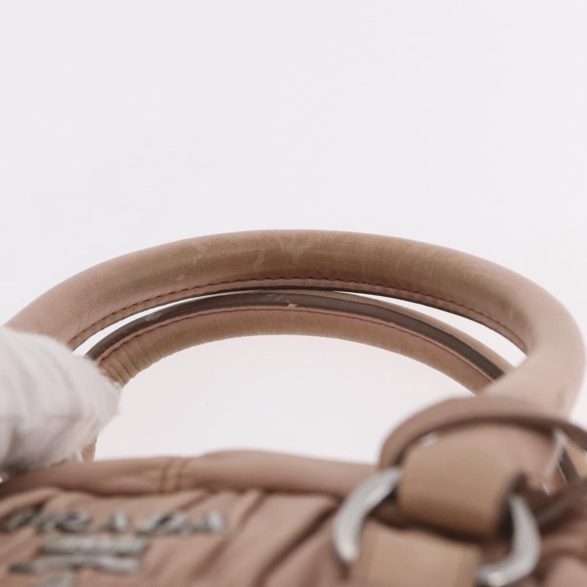 PRADA Gathered Hand Bag Leather 2way Pink Silver Auth 190719V
