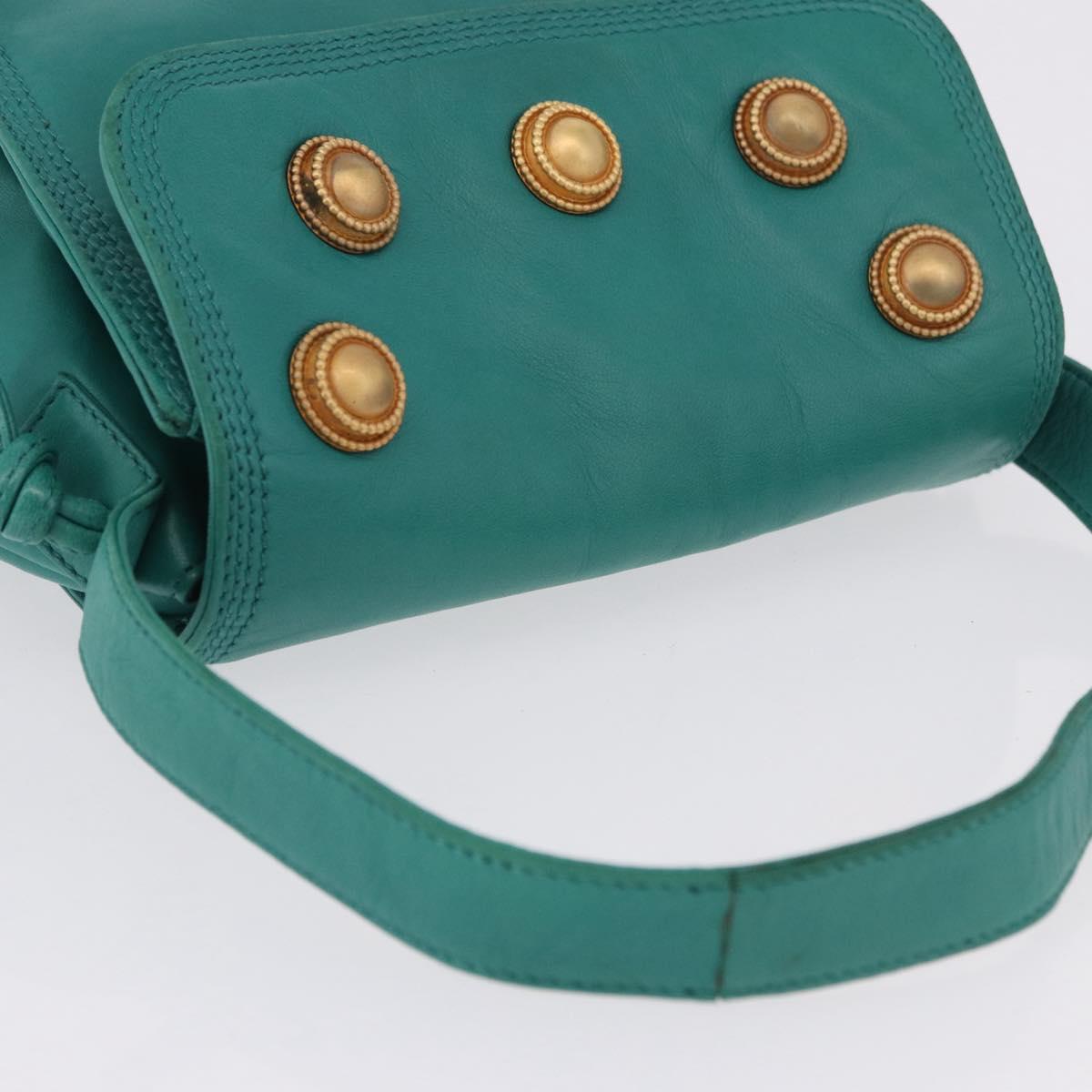 LOEWE Shoulder Bag Leather Green Gold Auth 190720A