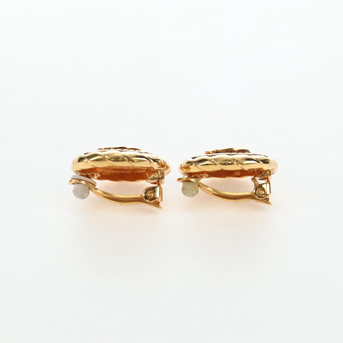 CHANEL COCO Mark Earring Metal Gold Tone CC Auth 190722M