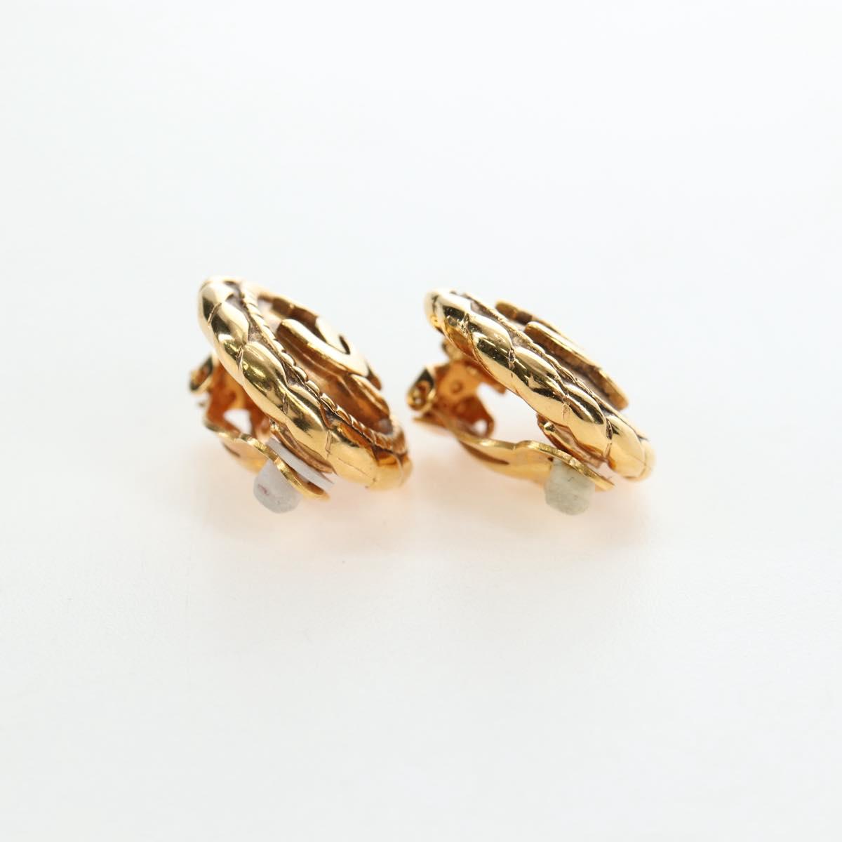CHANEL COCO Mark Earring Metal Gold Tone CC Auth 190722M