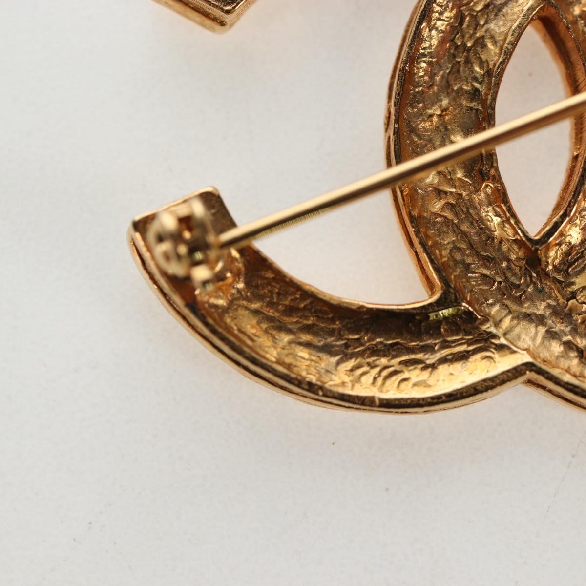 CHANEL COCO Mark Brooch Metal Gold Tone CC Auth 190723M