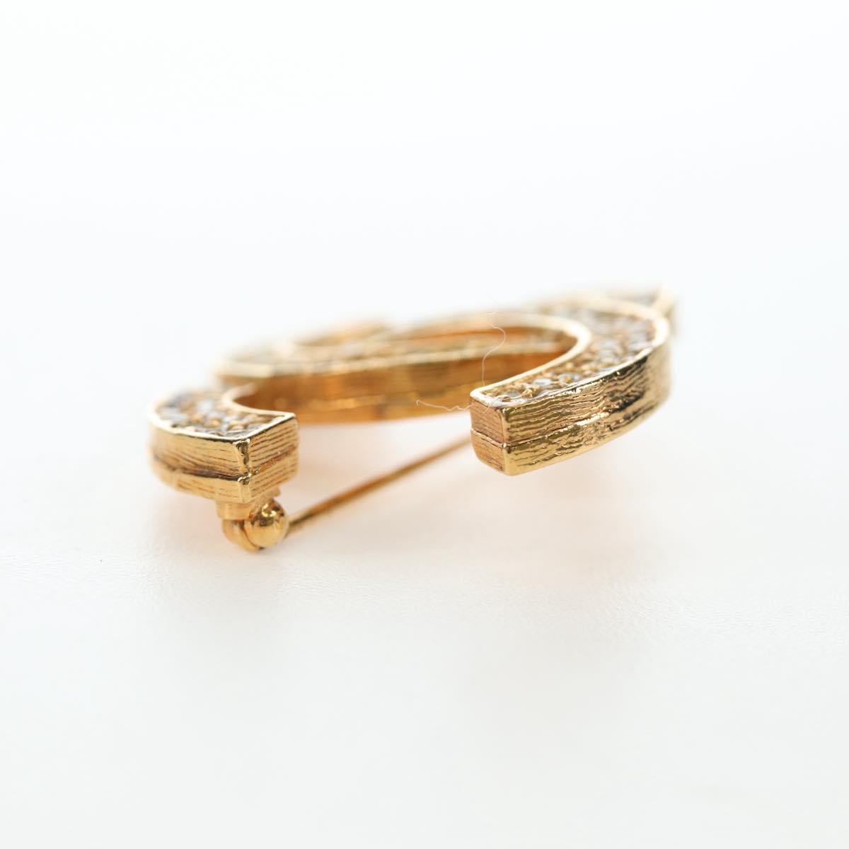 CHANEL COCO Mark Brooch Metal Gold Tone CC Auth 190723M