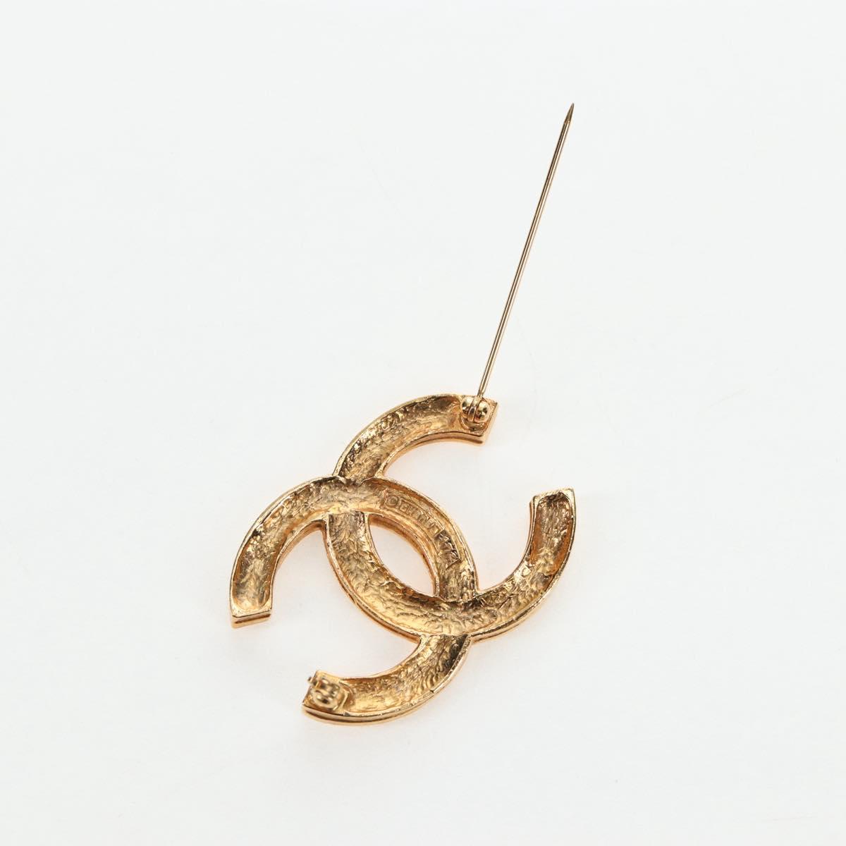 CHANEL COCO Mark Brooch Metal Gold Tone CC Auth 190723M