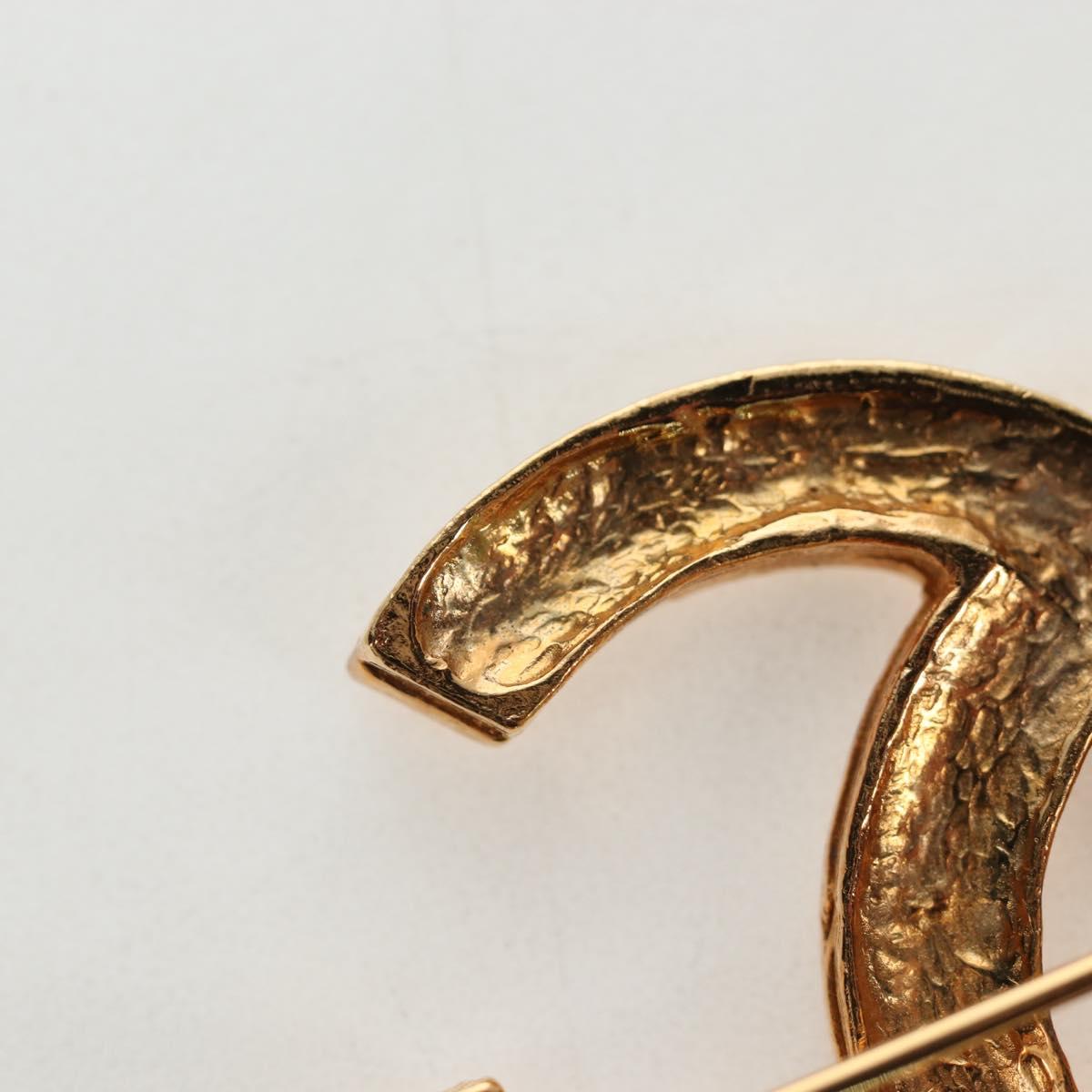 CHANEL COCO Mark Brooch Metal Gold Tone CC Auth 190723M