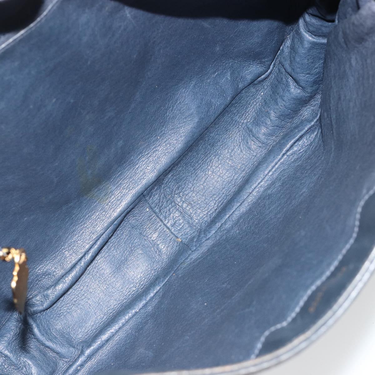 GUCCI GG Supreme Shoulder Bag PVC Leather Navy Gold Auth 190743