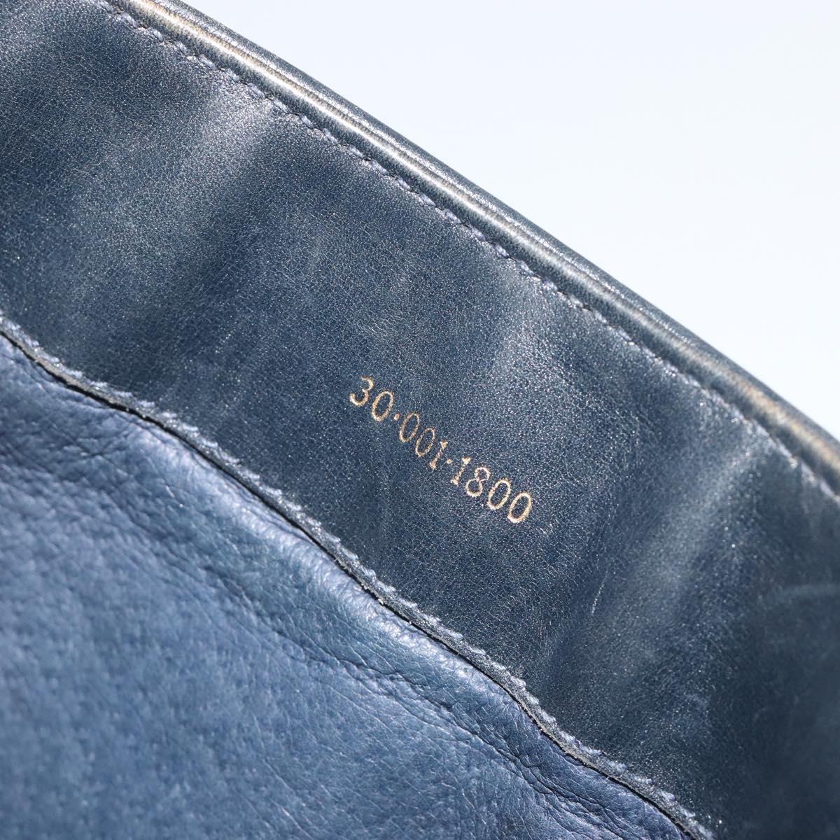 GUCCI GG Supreme Shoulder Bag PVC Leather Navy Gold Auth 190743