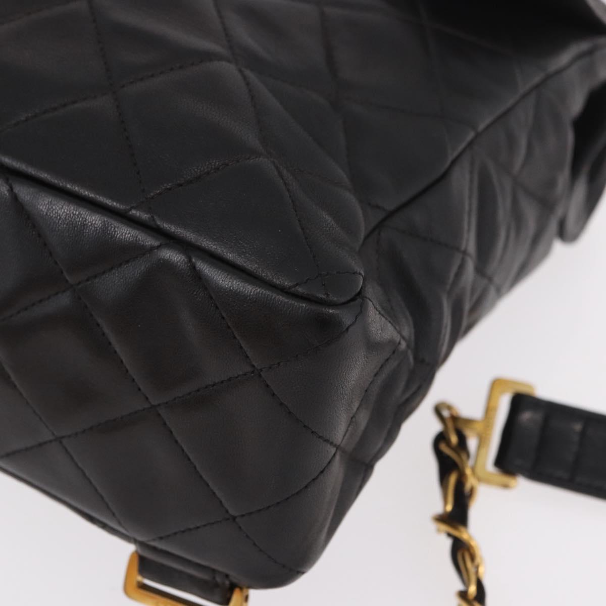 CHANEL Matelasse Chain Backpack Lamb Skin Black Gold CC Auth 190768SAV