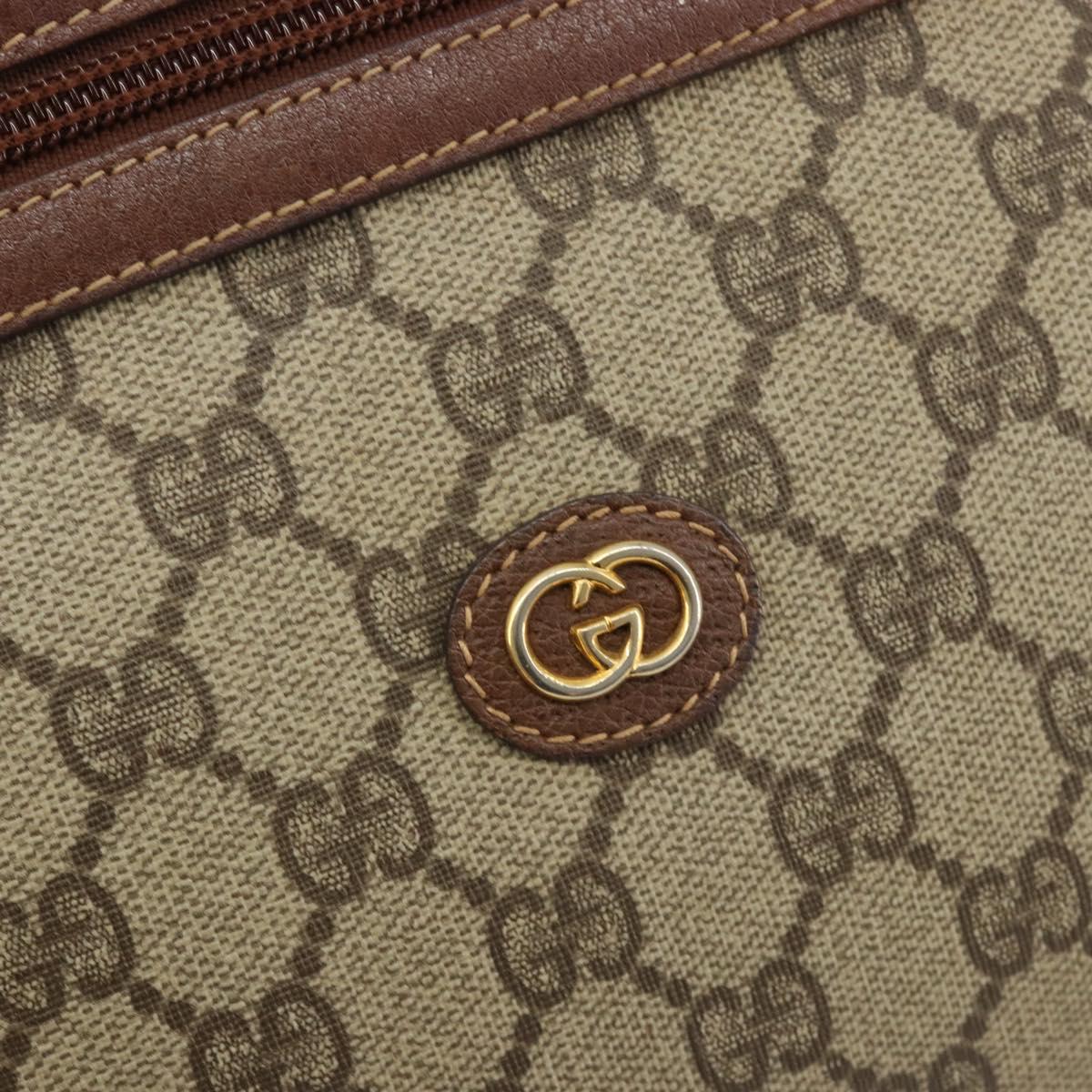 GUCCI GG Supreme Clutch Bag PVC Leather Beige Gold Auth 190770