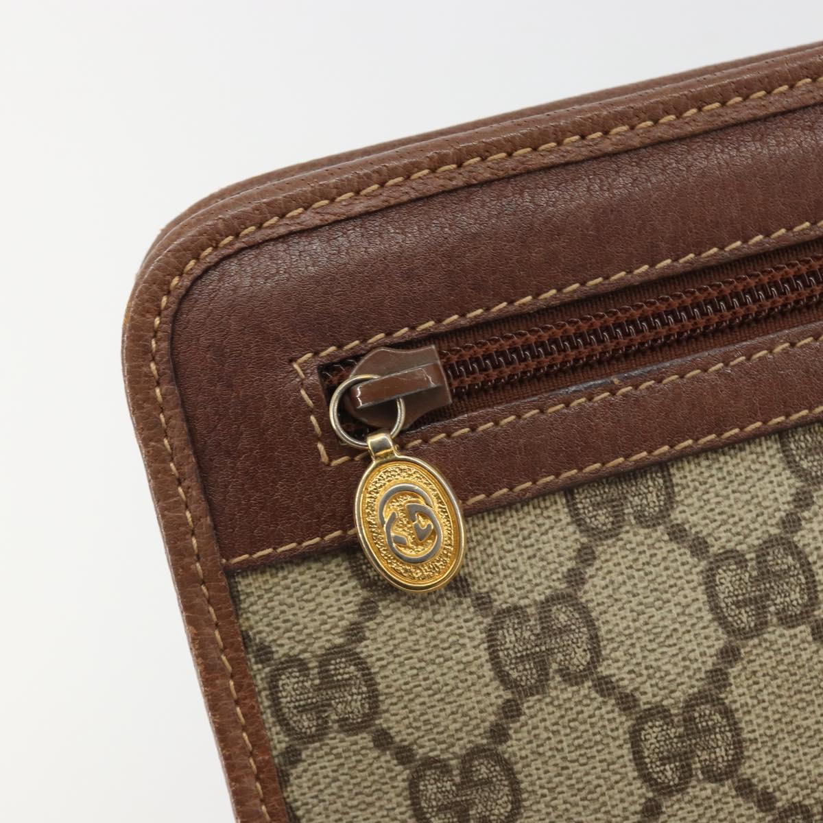 GUCCI GG Supreme Clutch Bag PVC Leather Beige Gold Auth 190770
