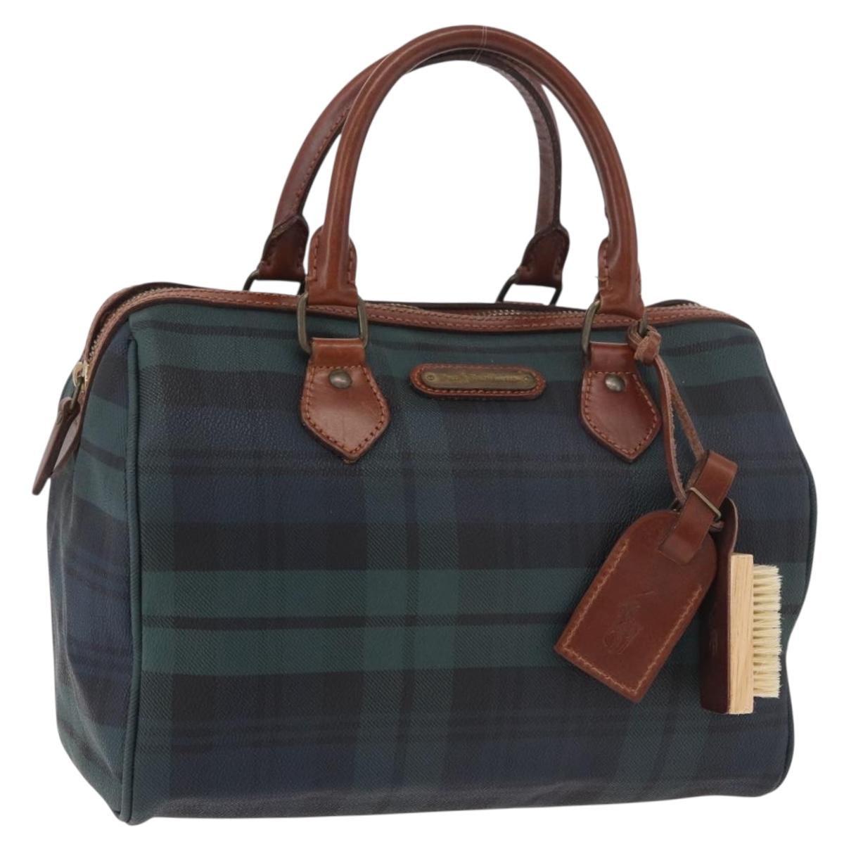 Polo Ralph Lauren Boston Bag PVC Green Gold Auth 190771A