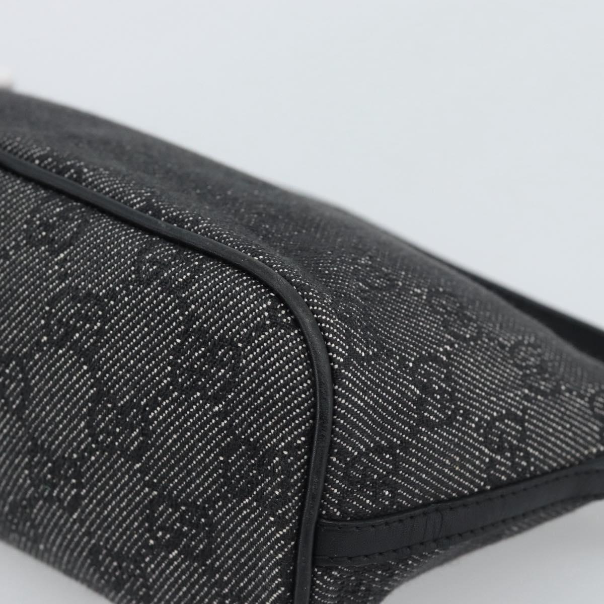 GUCCI GG Canvas Accessory Pouch Black Silver Auth 190780A