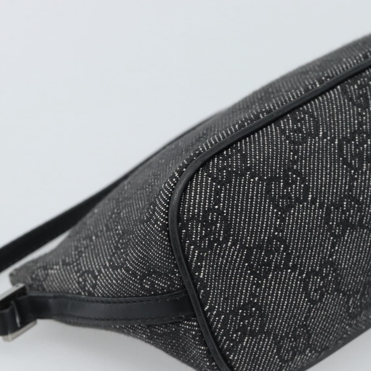 GUCCI GG Canvas Accessory Pouch Black Silver Auth 190780A
