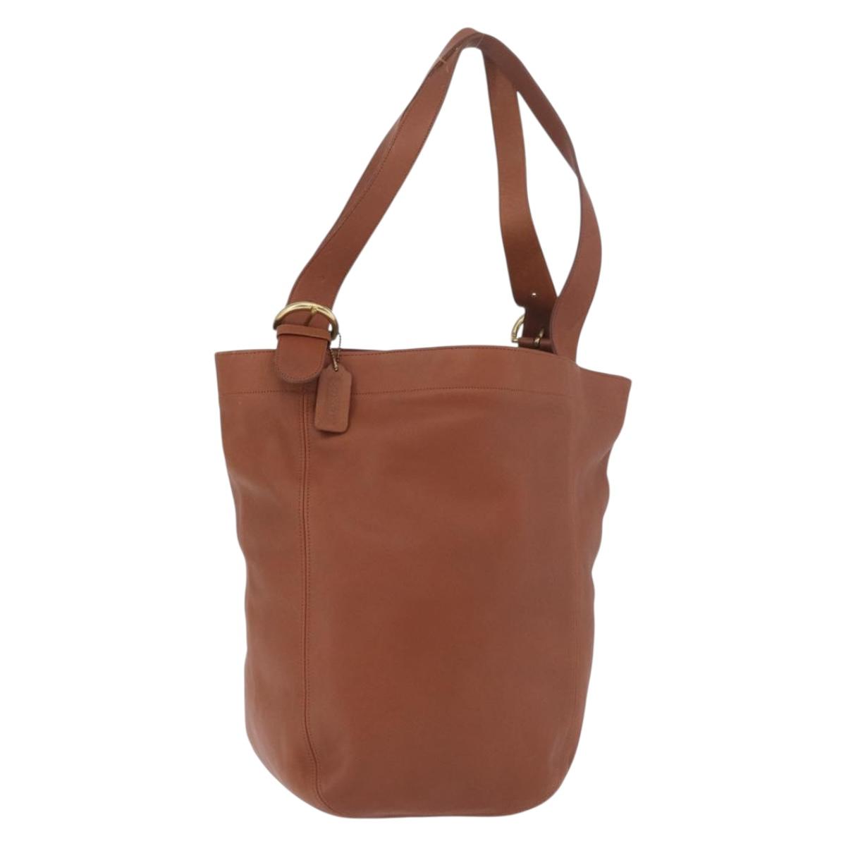 Coach Tote Bag Leather Brown Gold Auth 190783