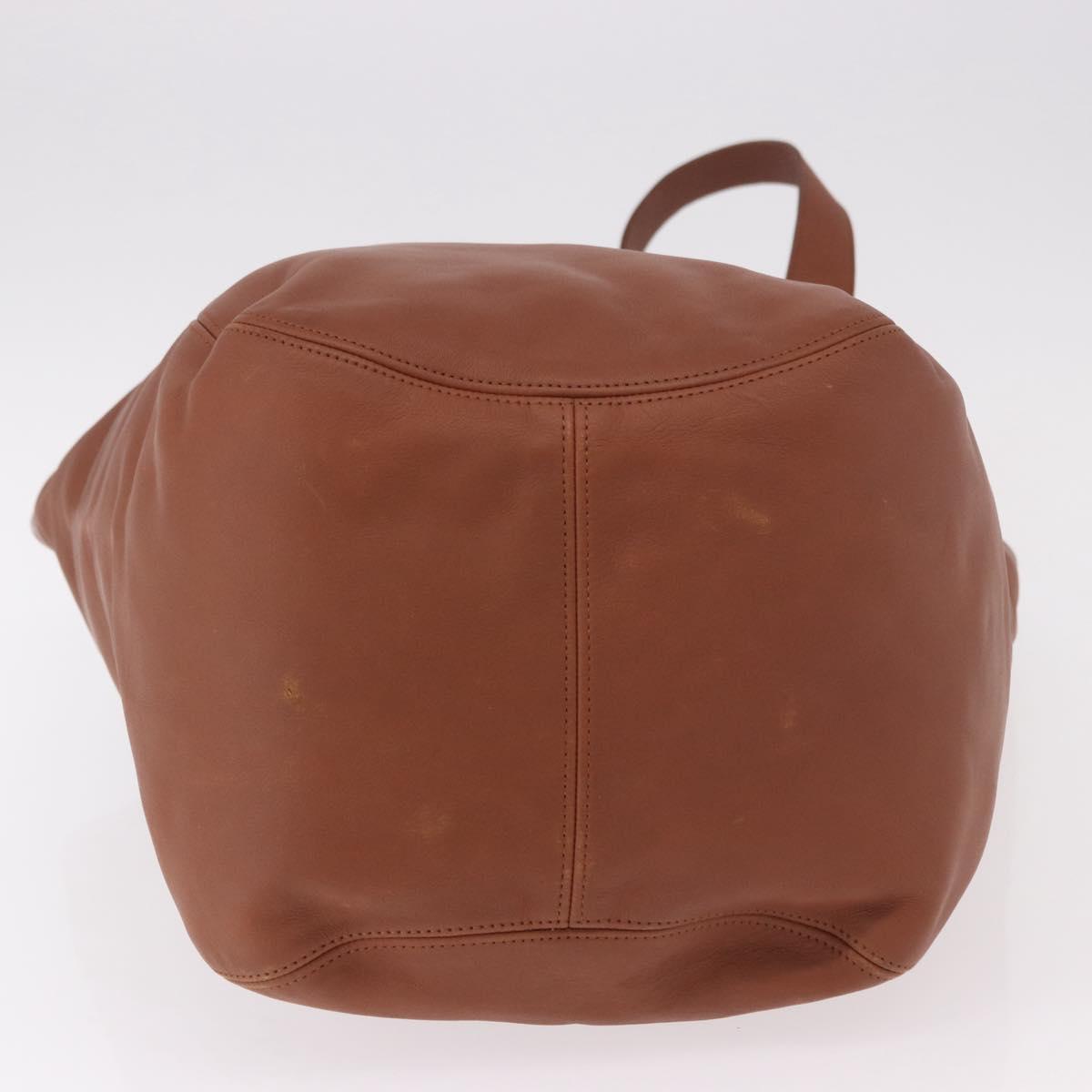 Coach Tote Bag Leather Brown Gold Auth 190783