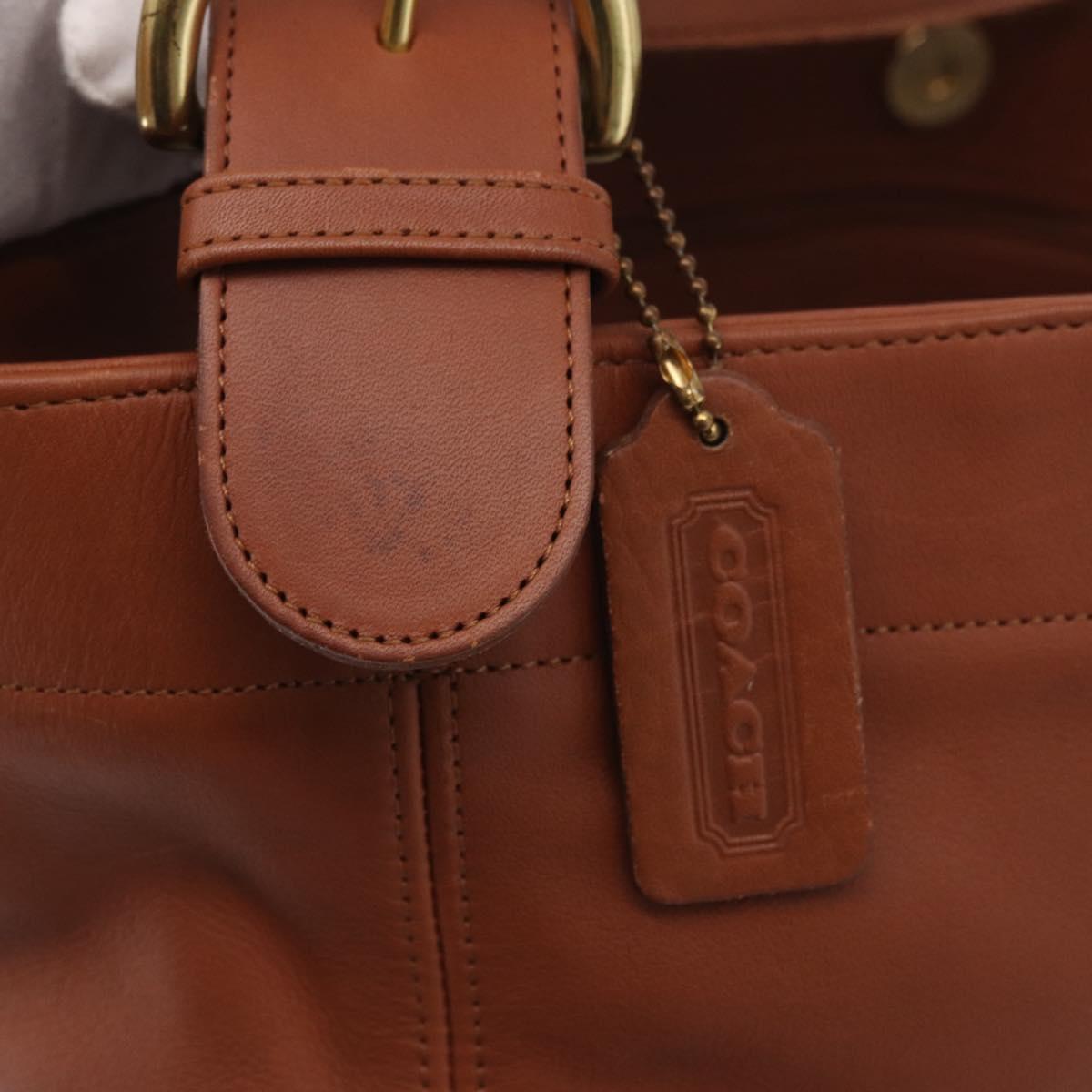 Coach Tote Bag Leather Brown Gold Auth 190783