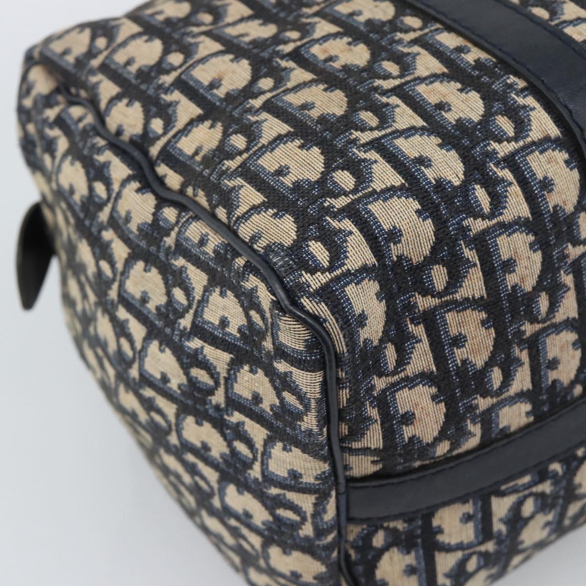 Christian Dior Trotter Canvas Boston Bag Navy Silver Auth 190784