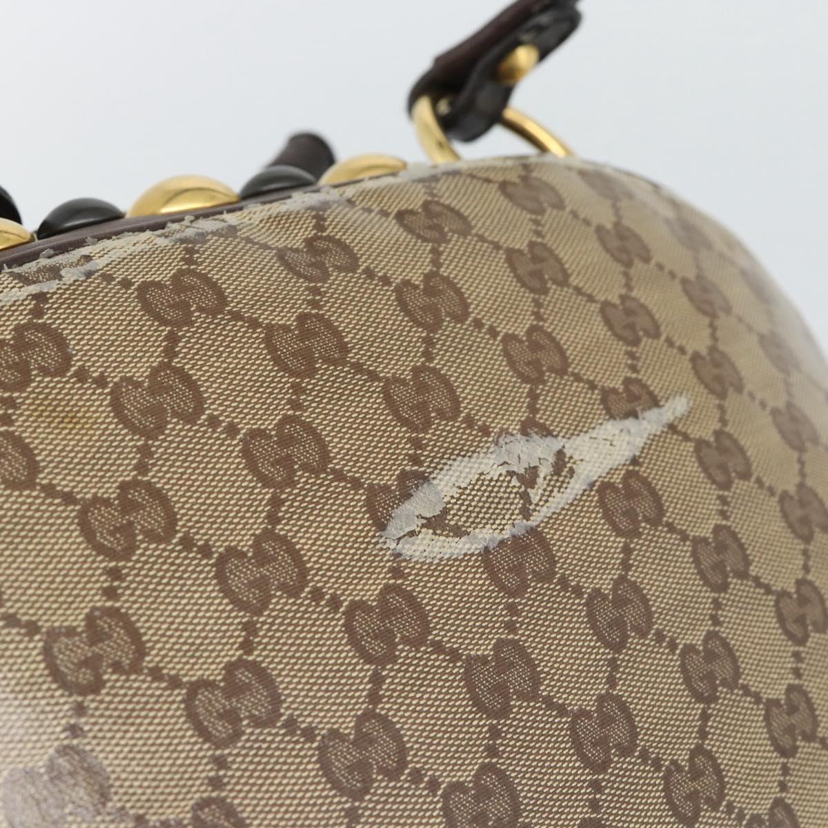 GUCCI GG Crystal Hand Bag Coated Canvas Beige Gold 209600 Auth 190792