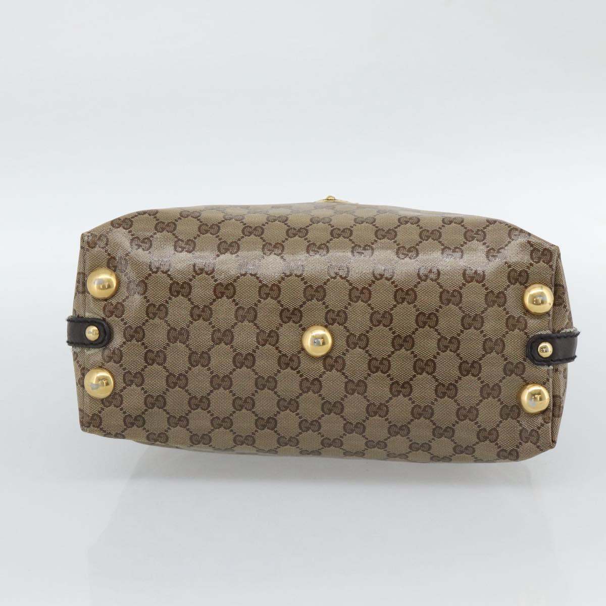 GUCCI GG Crystal Hand Bag Coated Canvas Beige Gold 209600 Auth 190792